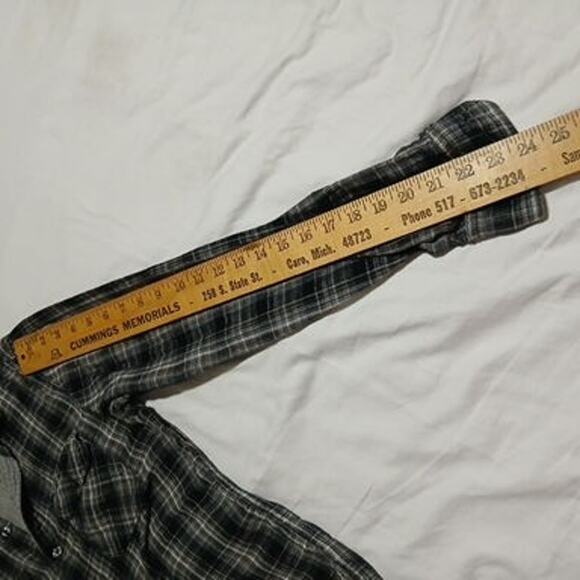 Converse ONE STAR  Men's Small double-layer Cotton Black Plaid Button-Up shirt - Picture 12 of 16